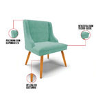 Cadeira De Jantar Liz Suede Azul Turquesa Pés Palito Castanho