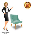 Cadeira De Jantar Liz Suede Azul Turquesa Pés Palito Castanho