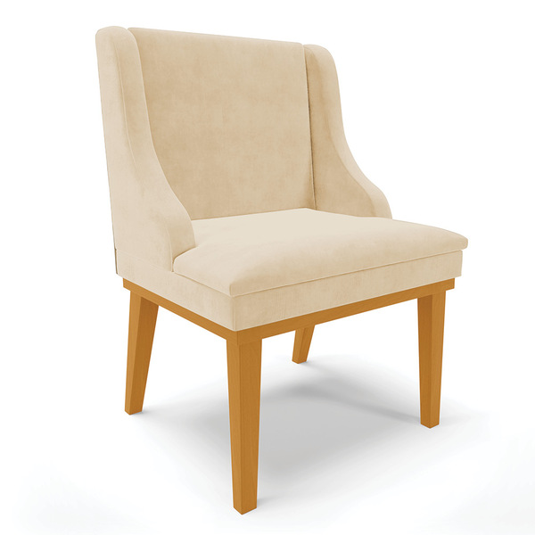Cadeira De Jantar Liz Suede Base Fixa Madeira Castanho D03 -