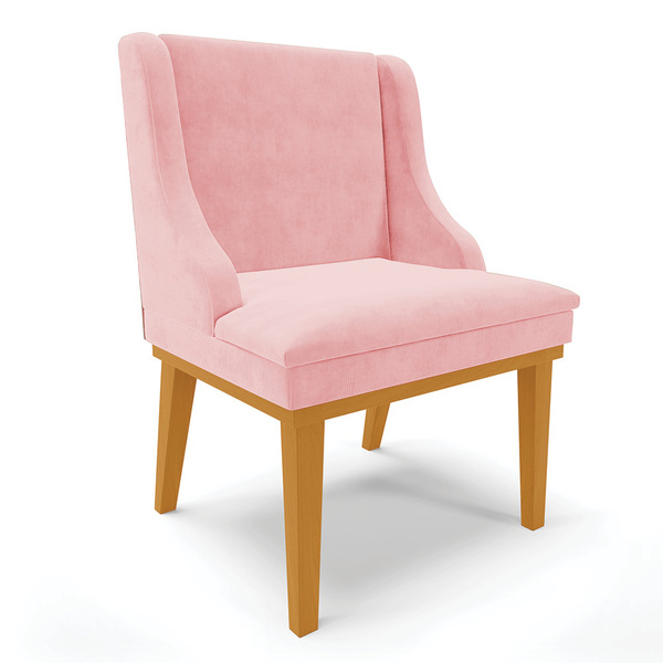 Cadeira De Jantar Liz Suede Base Fixa Madeira Castanho D03 -