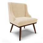 Cadeira De Jantar Liz Suede Base Fixa Madeira Com Pés Palito