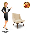 Cadeira De Jantar Liz Suede Base Fixa Madeira Com Pés Palito