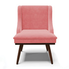 Cadeira De Jantar Liz Suede Base Fixa Madeira Com Pés Palito