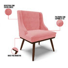 Cadeira De Jantar Liz Suede Base Fixa Madeira Com Pés Palito