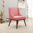 Cadeira De Jantar Liz Suede Base Fixa Madeira Com Pés Palito