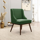 Cadeira De Jantar Liz Suede Base Fixa Madeira Com Pés Palito