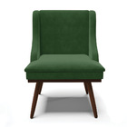 Cadeira De Jantar Liz Suede Base Fixa Madeira Com Pés Palito