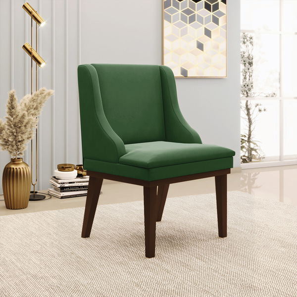 Cadeira De Jantar Liz Suede Base Fixa Madeira Tabaco D03 - D'