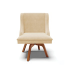 Cadeira De Jantar Liz Suede Bege Base Madeira Mm35 D03 - D'ro