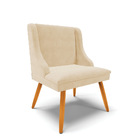 Cadeira De Jantar Liz Suede Bege Pés Palito Castanho D03 - D'