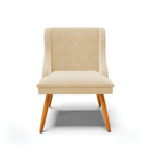 Cadeira De Jantar Liz Suede Bege Pés Palito Tana Decor