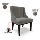 Cadeira De Jantar Liz Suede Grafite Base Fixa Madeira Preto D