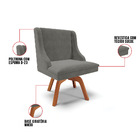 Cadeira De Jantar Liz Suede Grafite Base Madeira Mm35 D03 - D