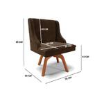 Cadeira De Jantar Liz Suede Marrom Base Giratória Madeira Tan