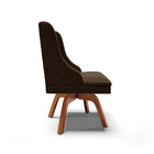 Cadeira De Jantar Liz Suede Marrom Base Giratória Madeira Tan