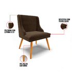 Cadeira De Jantar Liz Suede Marrom Pés Palito Tana Decor