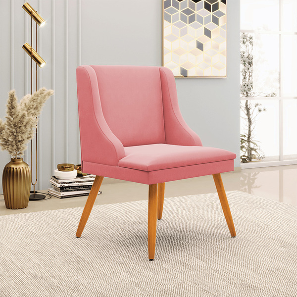 Cadeira De Jantar Liz Suede Pés Palito Castanho D03 - D'rossi