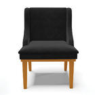 Cadeira De Jantar Liz Suede Preto Base Fixa Madeira Castanho