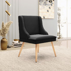 Cadeira De Jantar Liz Suede Preto Pés Palito Natural D03 - D'