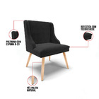 Cadeira De Jantar Liz Suede Preto Pés Palito Natural D03 - D'