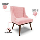 Cadeira De Jantar Liz Suede Rosa Bebê Base Fixa Madeira Com P