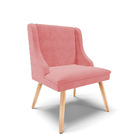 Cadeira De Jantar Liz Suede Rosê Pés Palito Natural D03 - D'r