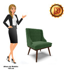 Cadeira De Jantar Liz Suede Verde Base Fixa Madeira Com Pés P