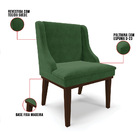 Cadeira De Jantar Liz Suede Verde Base Fixa Madeira Tabaco D0