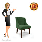 Cadeira De Jantar Liz Suede Verde Base Fixa Madeira Tabaco D0