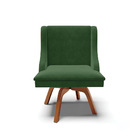 Cadeira De Jantar Liz Suede Verde Base Giratória Madeira Tana