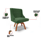 Cadeira De Jantar Liz Suede Verde Base Giratória Madeira Tana
