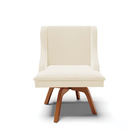 Cadeira De Jantar Liz Veludo Bege Base Giratória De Madeira M