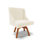 Cadeira De Jantar Liz Veludo Bege Base Giratória Madeira Bnn