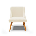 Cadeira De Jantar Liz Veludo Bege Pés Palito Castanho D03 - D