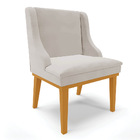 Cadeira De Jantar Liz Veludo Cinza Base Fixa Madeira Castanho