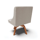 Cadeira De Jantar Liz Veludo Cinza Base Giratória De Madeira