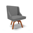 Cadeira De Jantar Liz Veludo Grafite Luxo Base Giratória Made