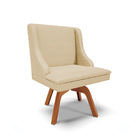 Cadeira De Jantar Liz Veludo Off White Luxo Base Giratória Ma