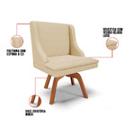 Cadeira De Jantar Liz Veludo Off White Luxo Base Giratória Ma