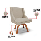 Cadeira De Jantar Liz Veludo Prata Luxo Base Giratória Madeir