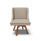 Cadeira De Jantar Liz Veludo Prata Luxo Base Giratória Madeir