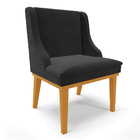 Cadeira De Jantar Liz Veludo Preto Base Fixa Madeira Castanho