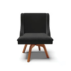 Cadeira De Jantar Liz Veludo Preto Base Giratória Madeira Bnn