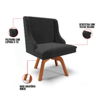 Cadeira De Jantar Liz Veludo Preto Base Giratória Madeira Bnn