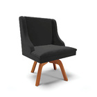 Cadeira De Jantar Liz Veludo Preto Base Giratória Madeira Tan