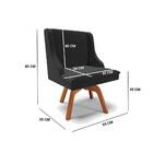 Cadeira De Jantar Liz Veludo Preto Base Giratória Madeira Tan