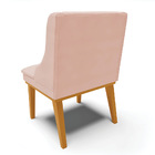 Cadeira De Jantar Liz Veludo Rosê Base Fixa Madeira Castanho