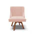 Cadeira De Jantar Liz Veludo Rosê Base Giratória De Madeira M