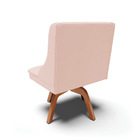 Cadeira De Jantar Liz Veludo Rosê Base Giratória De Madeira M