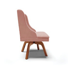 Cadeira De Jantar Liz Veludo Rose Base Giratória Madeira Tana